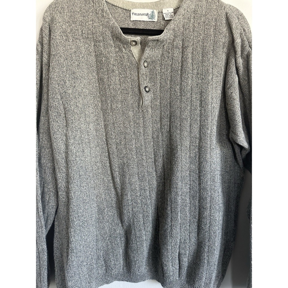 VTG 100% Cotton Fieldmaster Sweater Thermal Pullover Mens Size Large - Picture 5 of 15